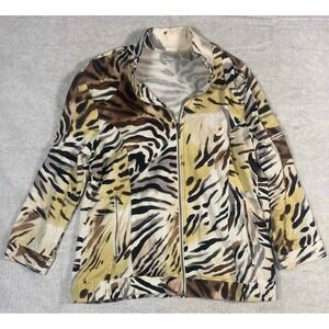 Zenergy by Chicos Women's Jacket Wild Animal Print Zip Up Size 1